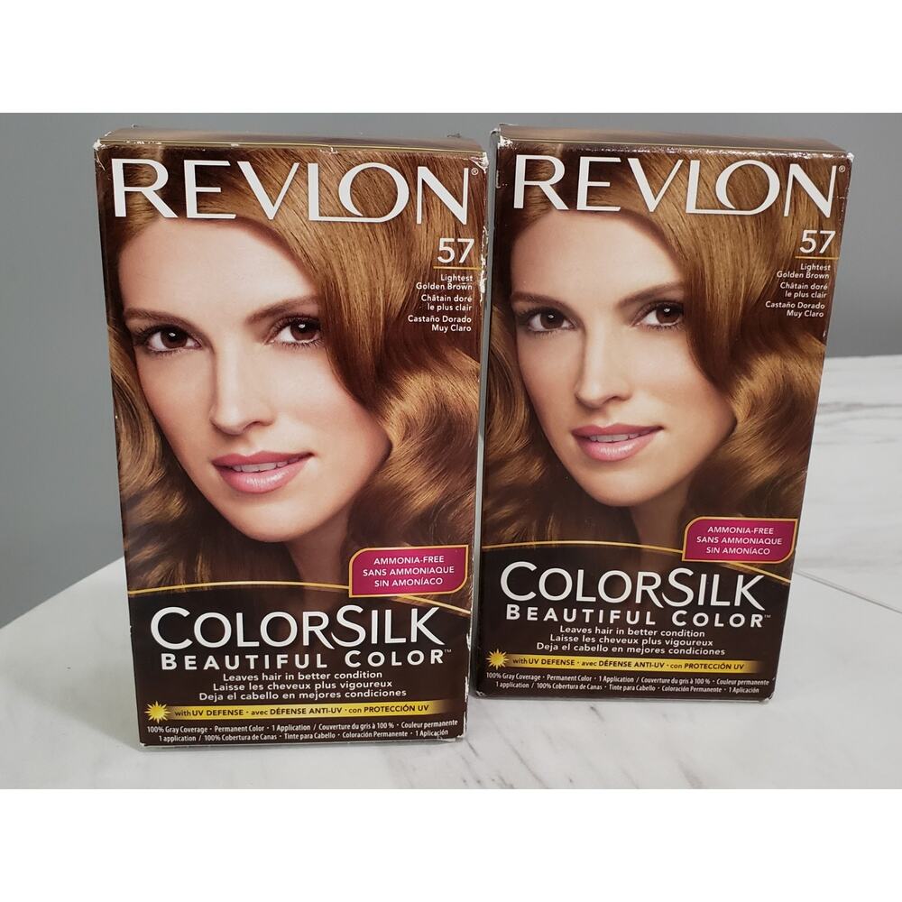 Two Revlon Colorsilk No Ammonia Hair Color 57 Lightest Golden Brown With Keratin